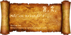 Mács Kristóf névjegykártya