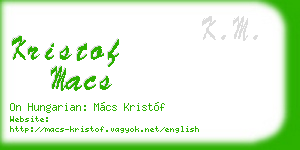 kristof macs business card