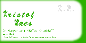 kristof macs business card
